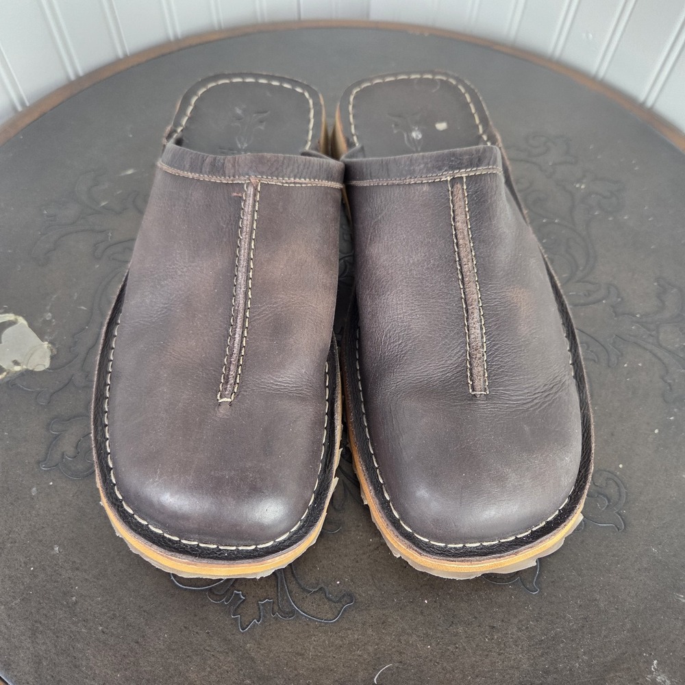 Vtg Frye James Mens Leather Mule Slip On NWOT Clog Shoe Preppy Size 13‎